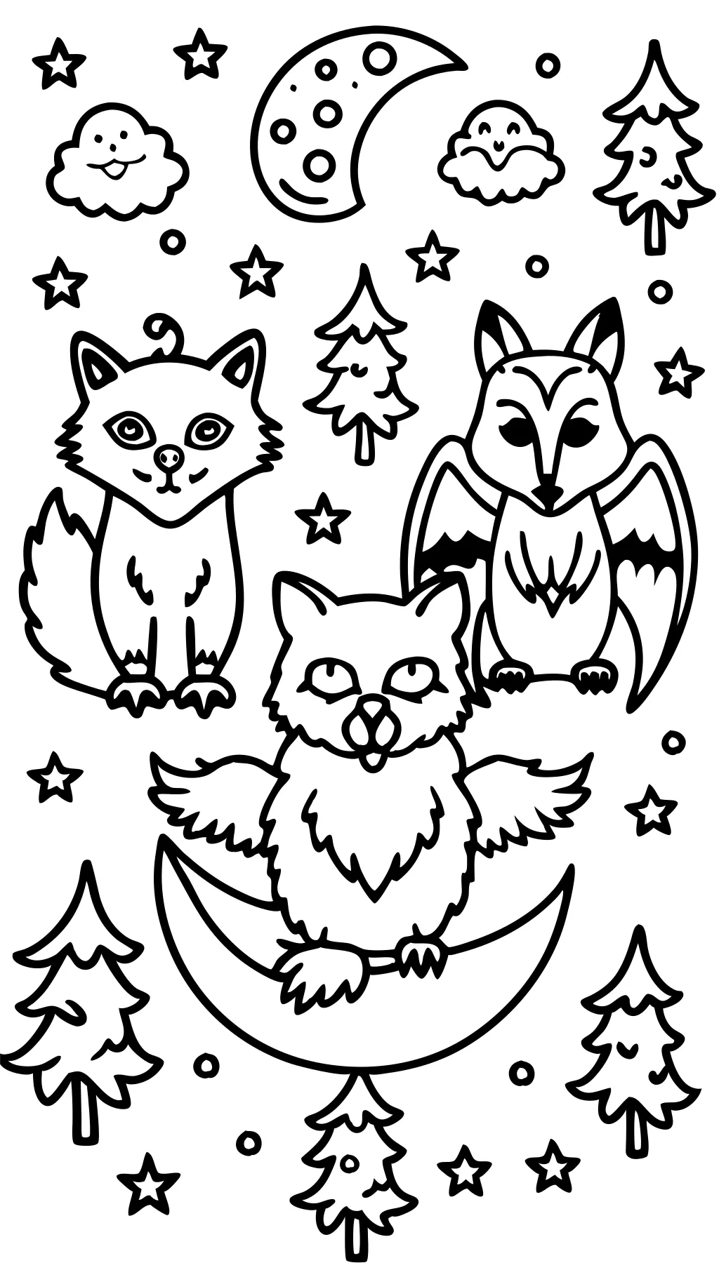 coloriage nocturne animaux